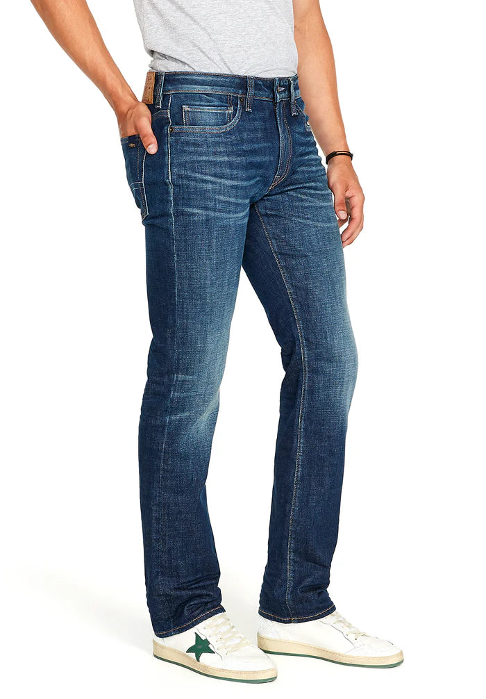 Relaxed Straight Driven Men's Jeans in Dark Blue Sanded