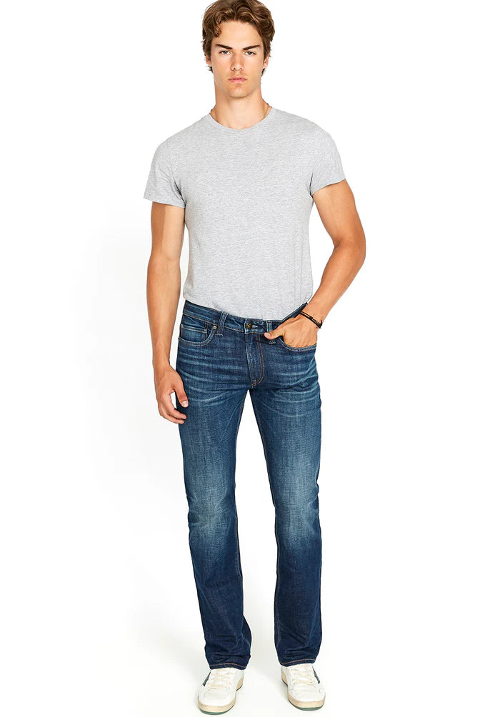 Relaxed Straight Driven Men's Jeans in Dark Blue Sanded
