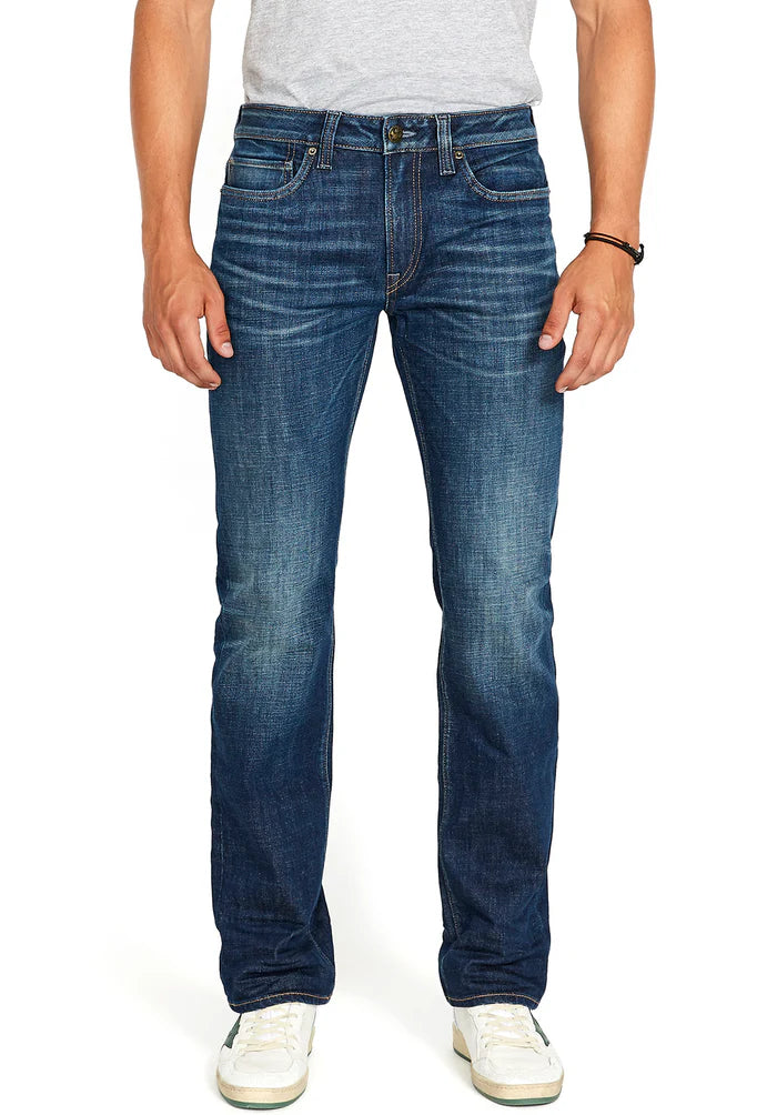 Relaxed Straight Driven Men's Jeans in Dark Blue Sanded